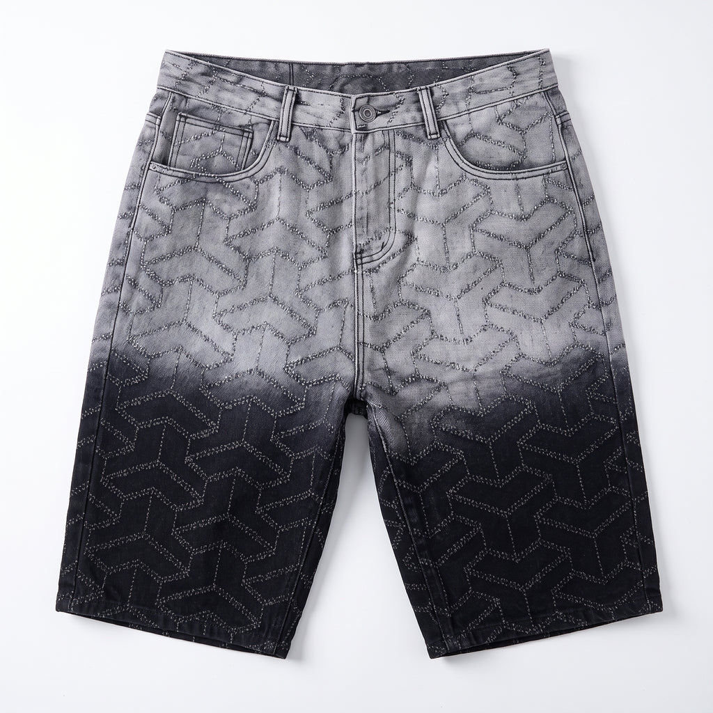 Bermuda denim motivo geometrico sfumato