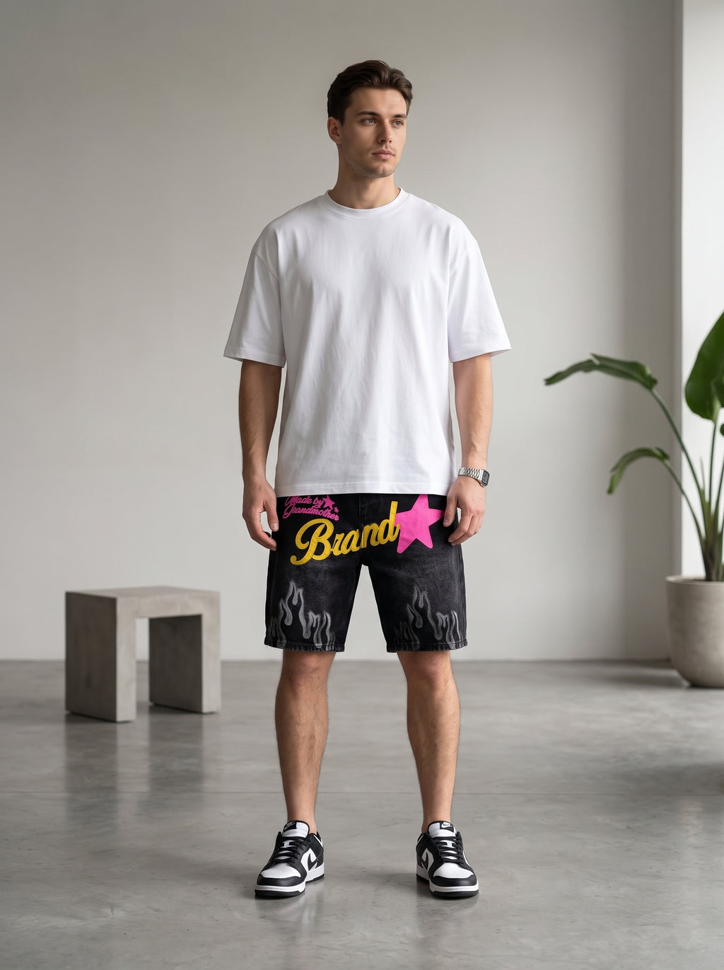 Bermuda denim con stelle