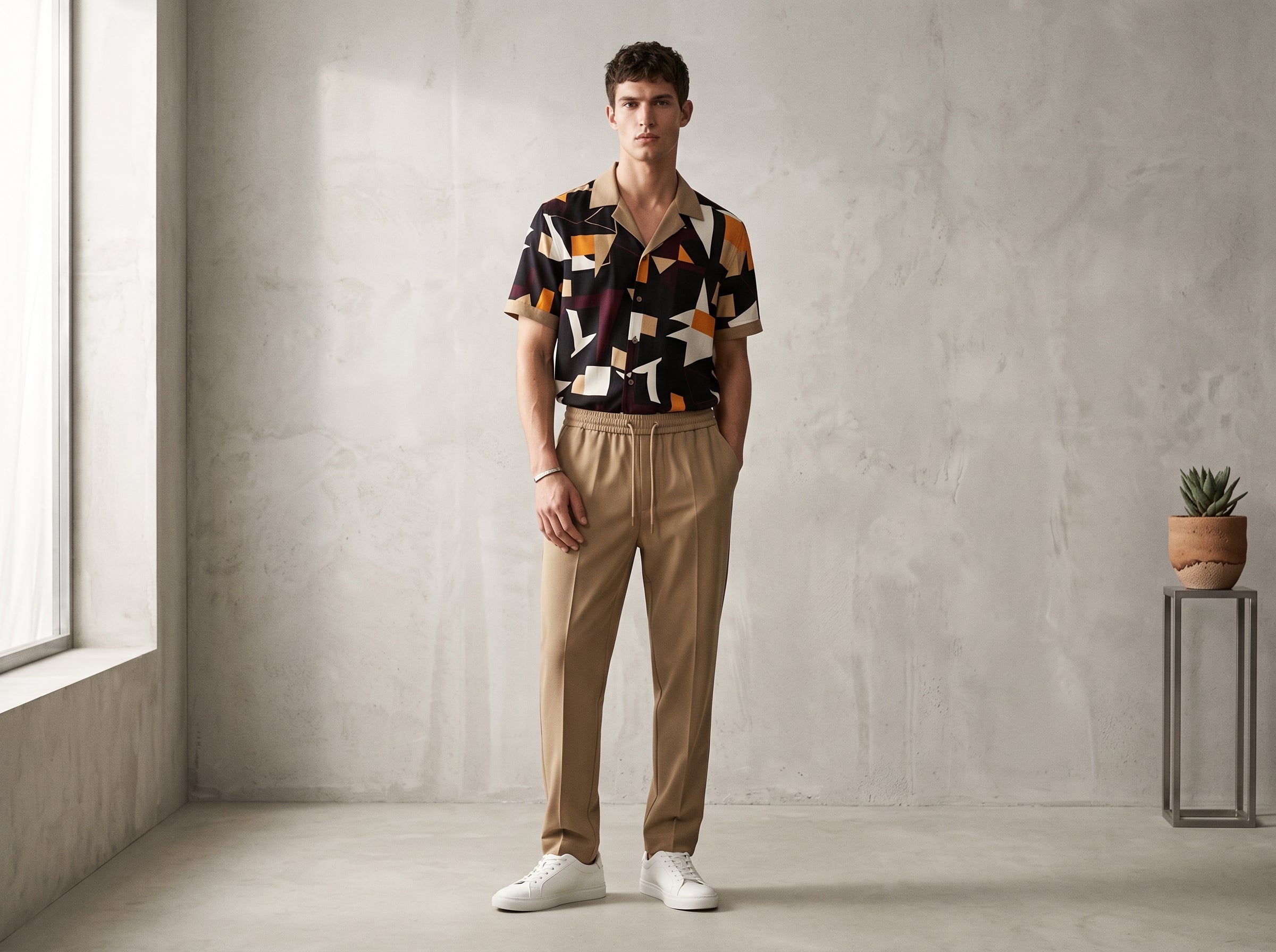 Completo camicia e pantalone geometrico