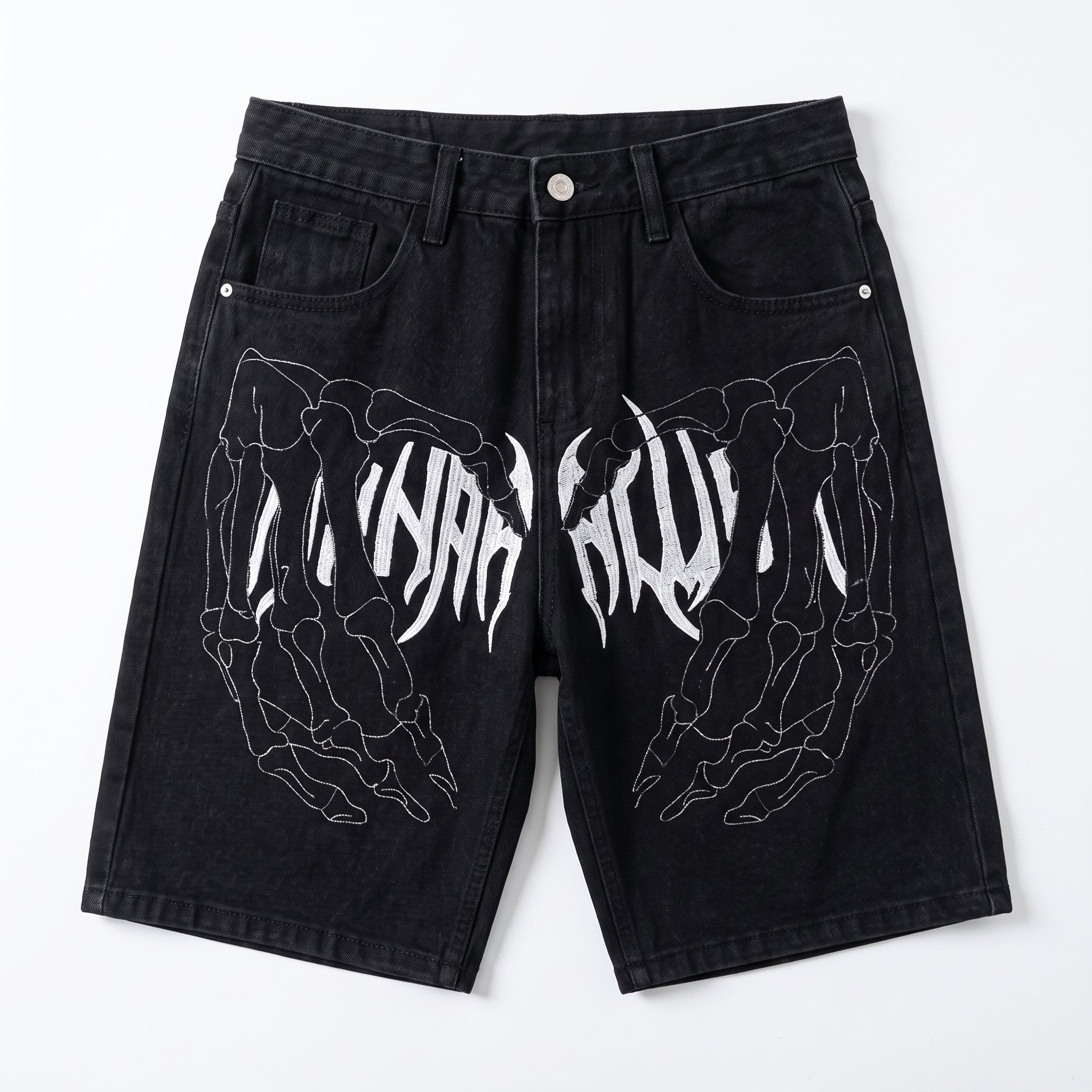 Bermuda denim neri con grafica