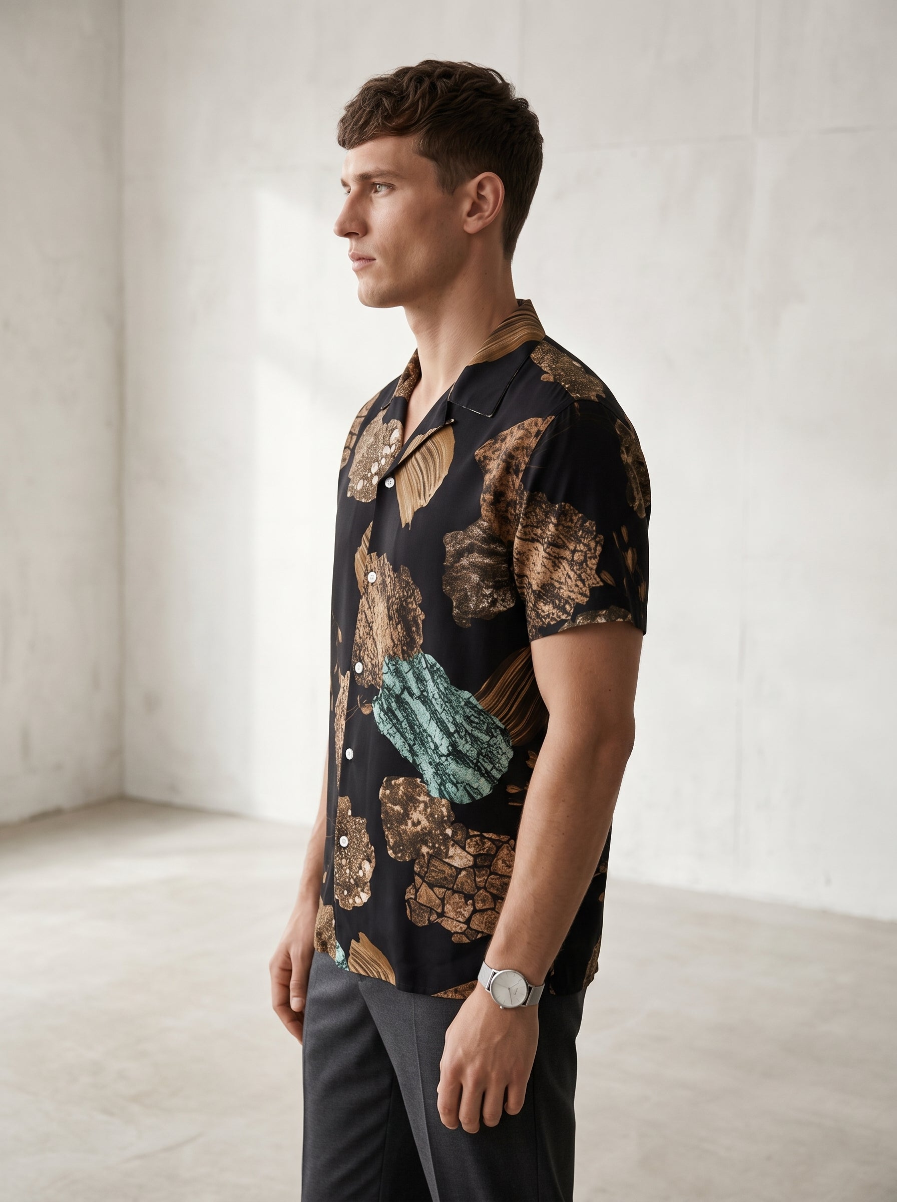 Camicia manica corta stampa pietre