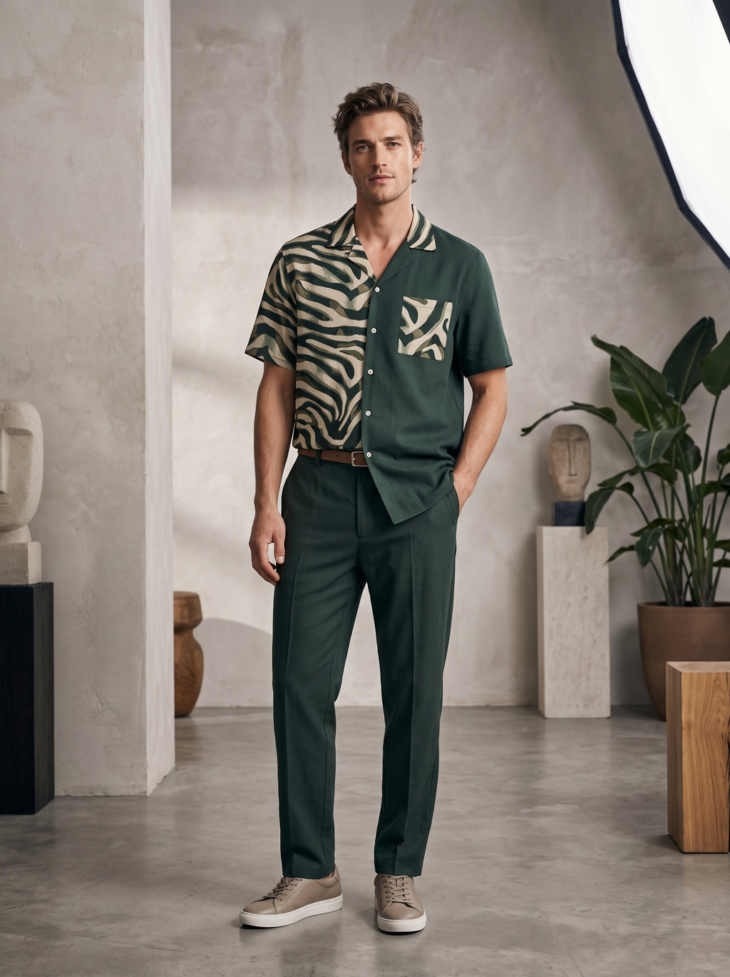 Completo camicia e pantalone animalier