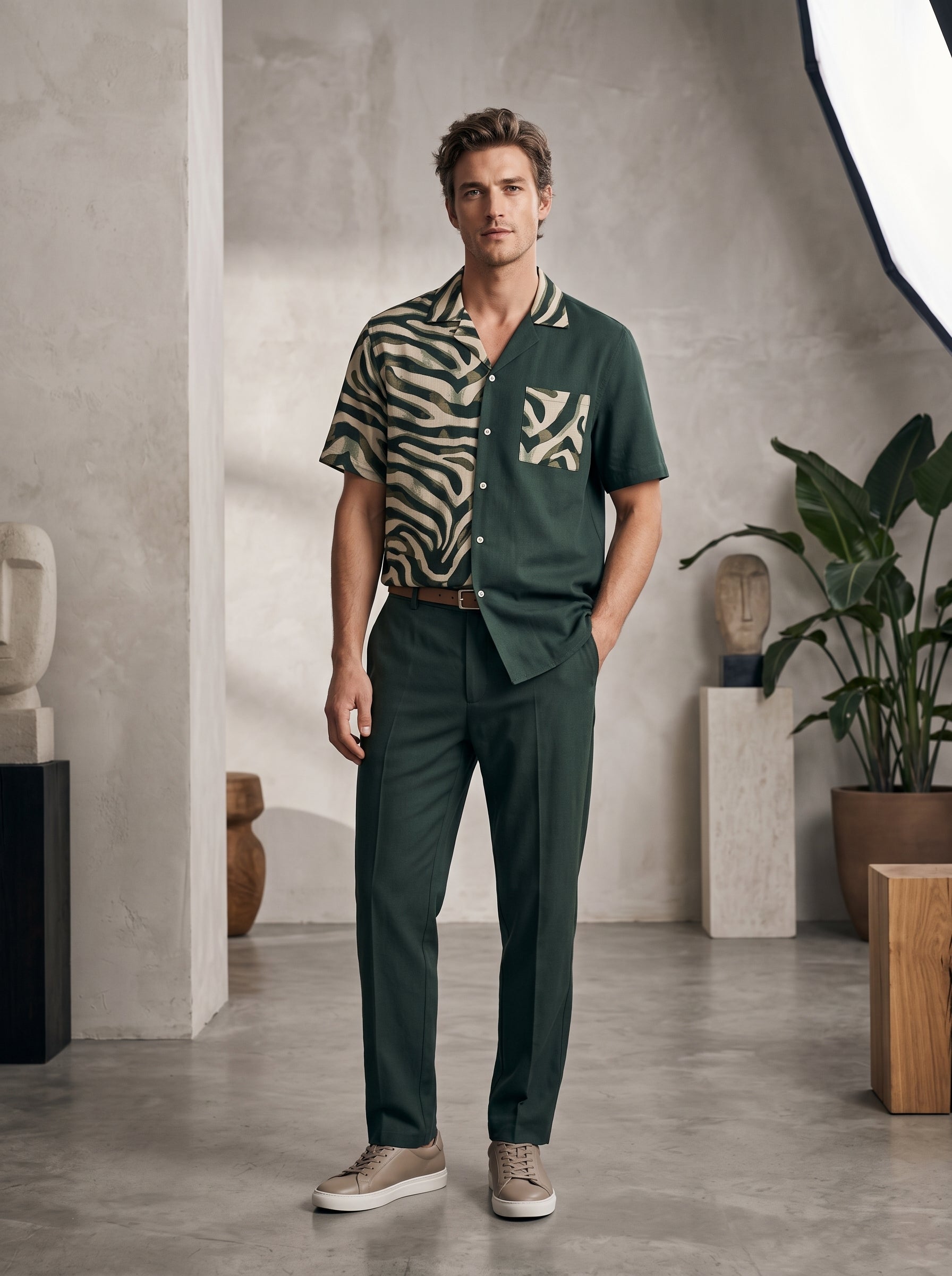 Completo camicia e pantalone animalier