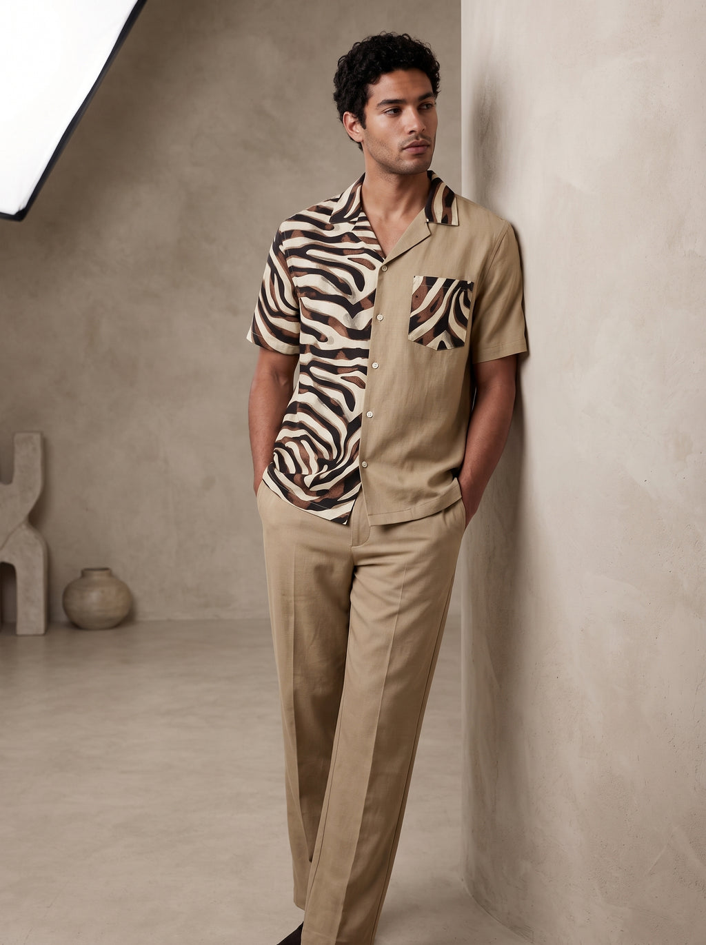 Completo camicia e pantalone animalier