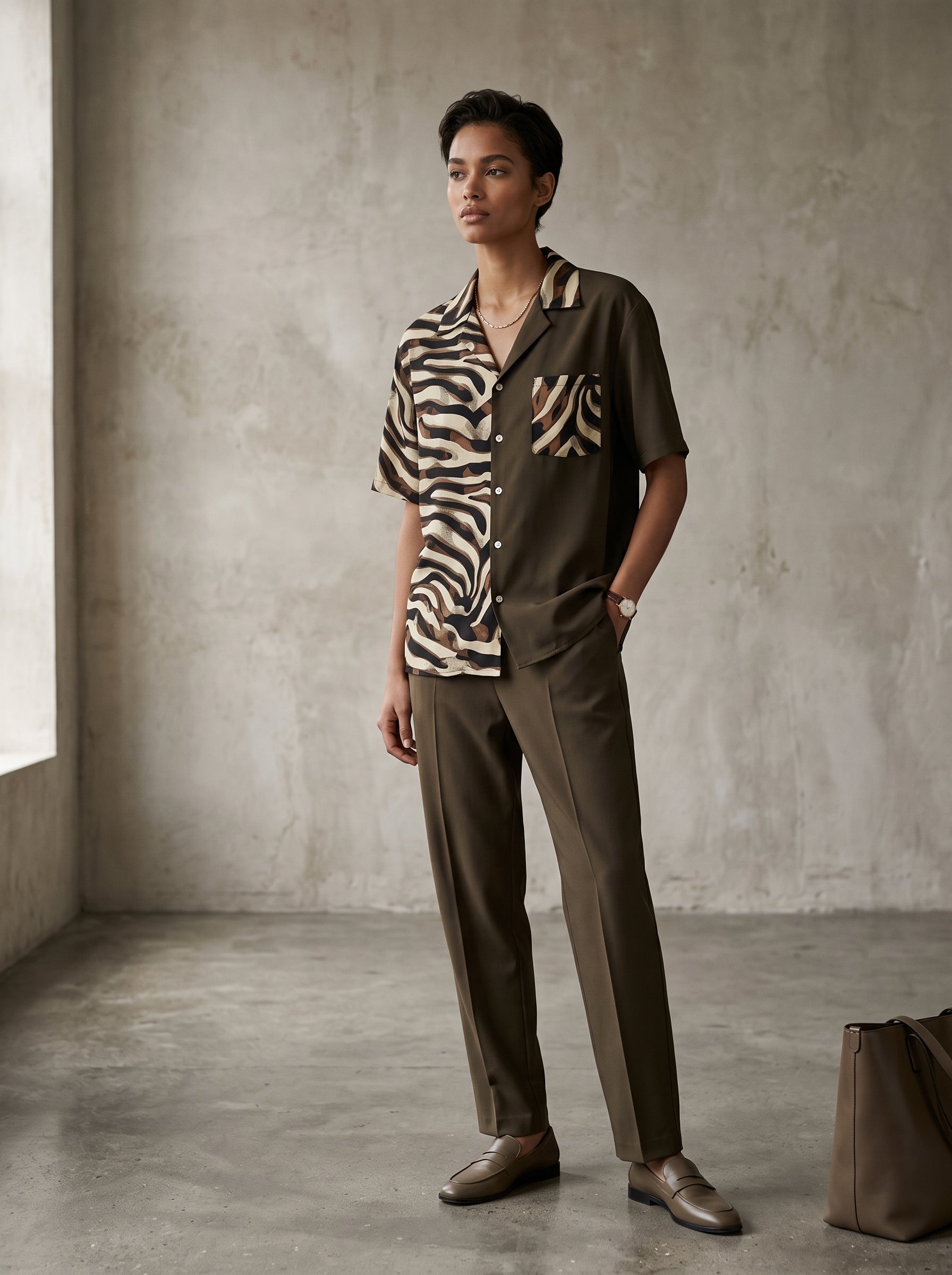Completo camicia e pantalone animalier