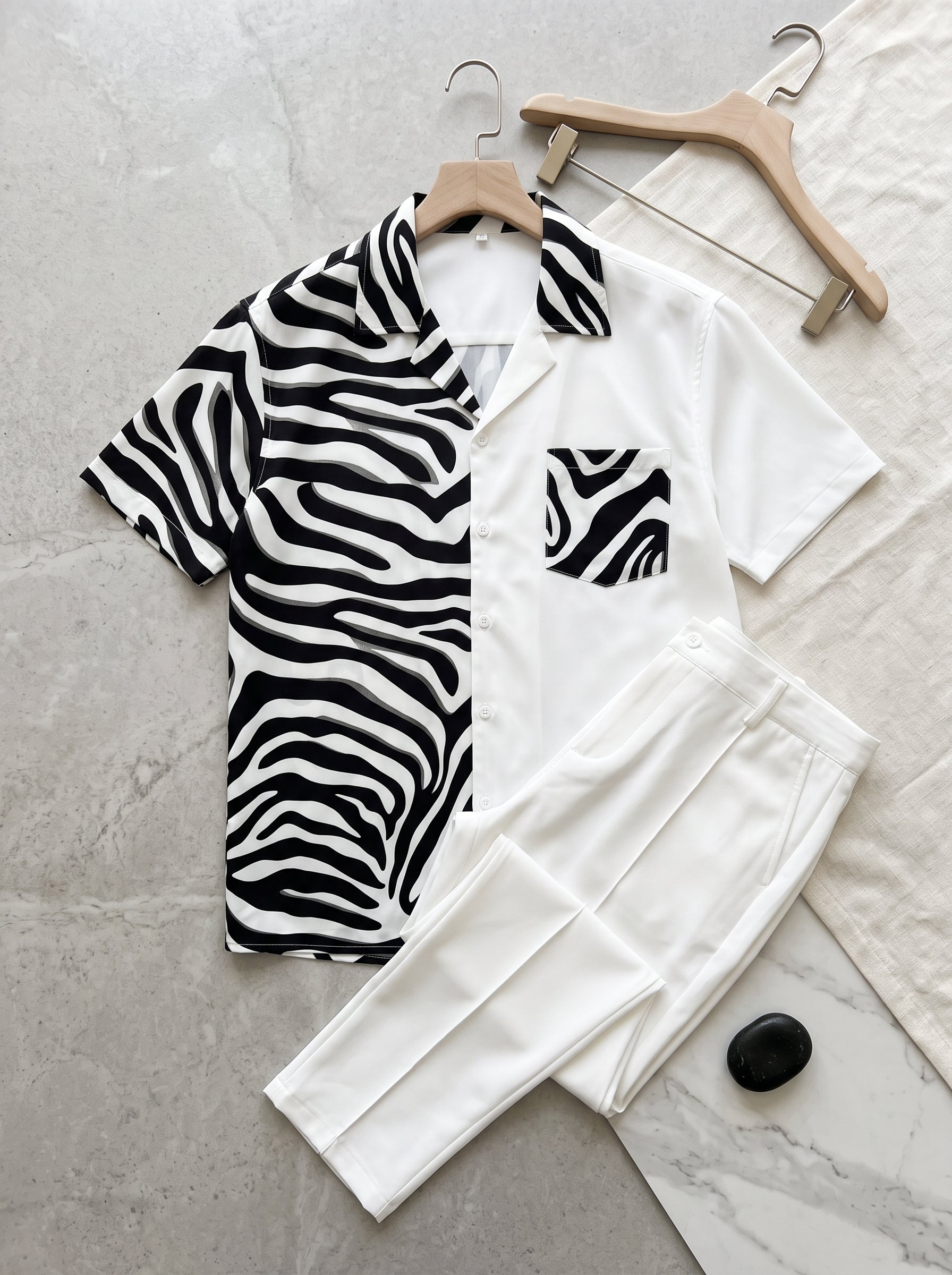 Completo camicia e pantalone animalier