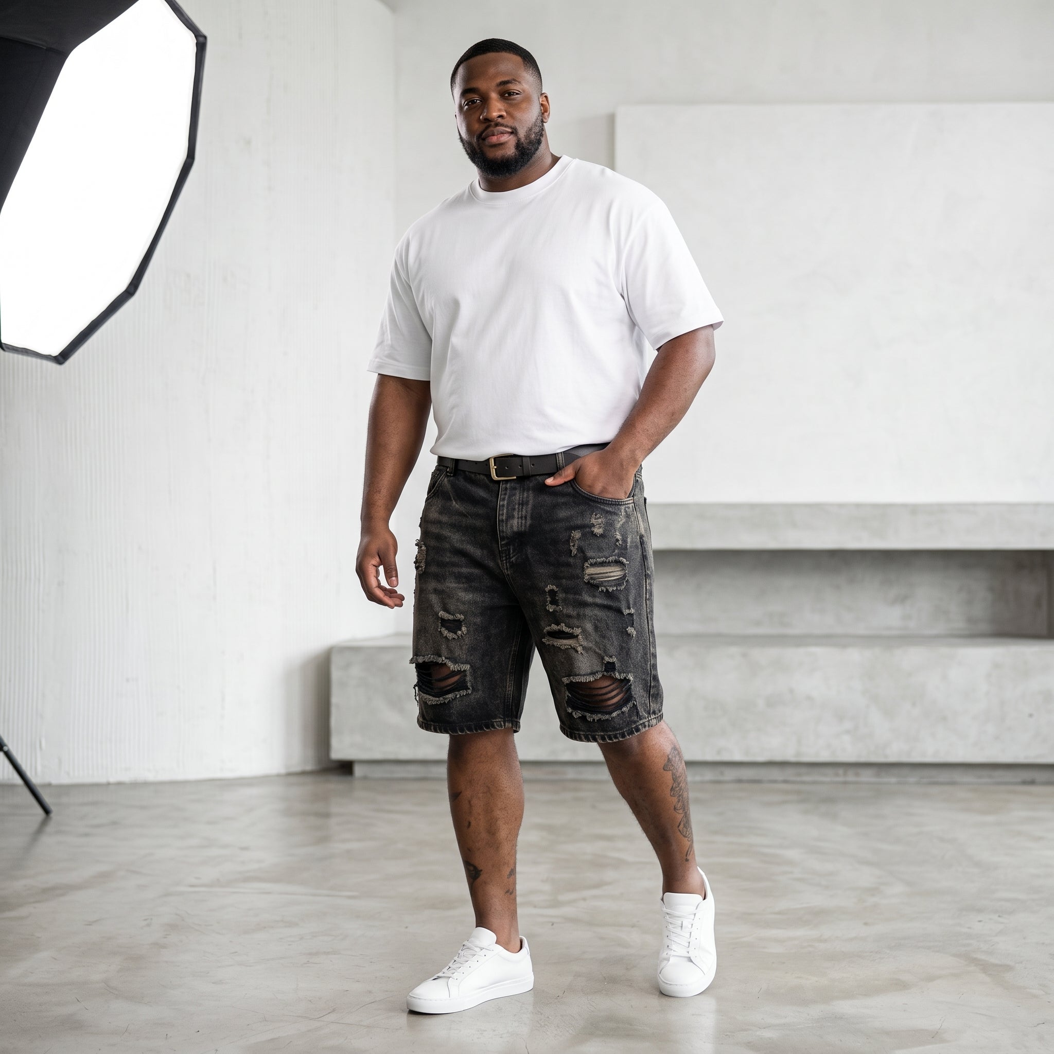 Bermuda denim destroyed black