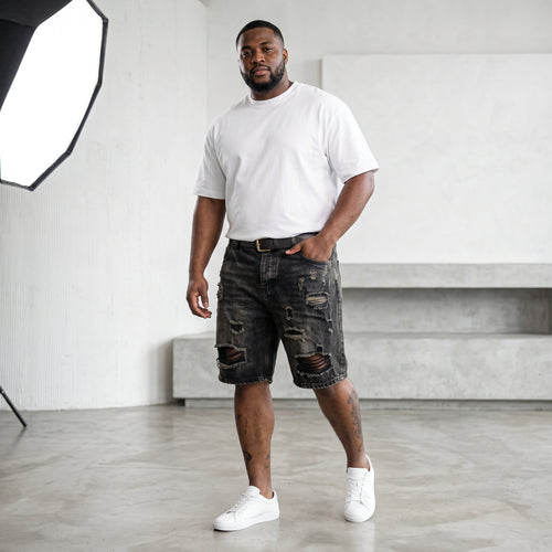 Bermuda denim destroyed black