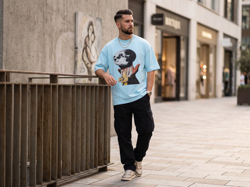T-shirt oversize stampa luna