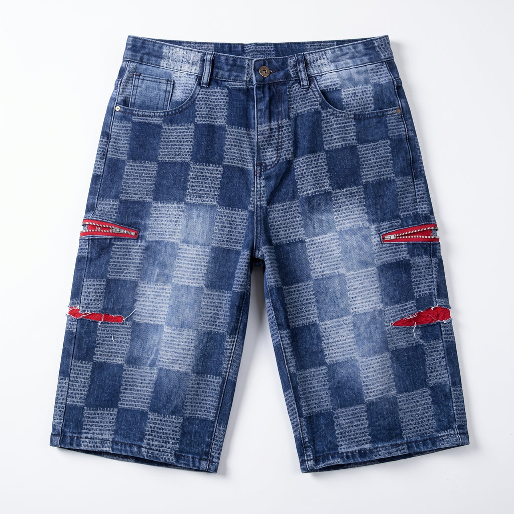 Bermuda denim motivo scacchi