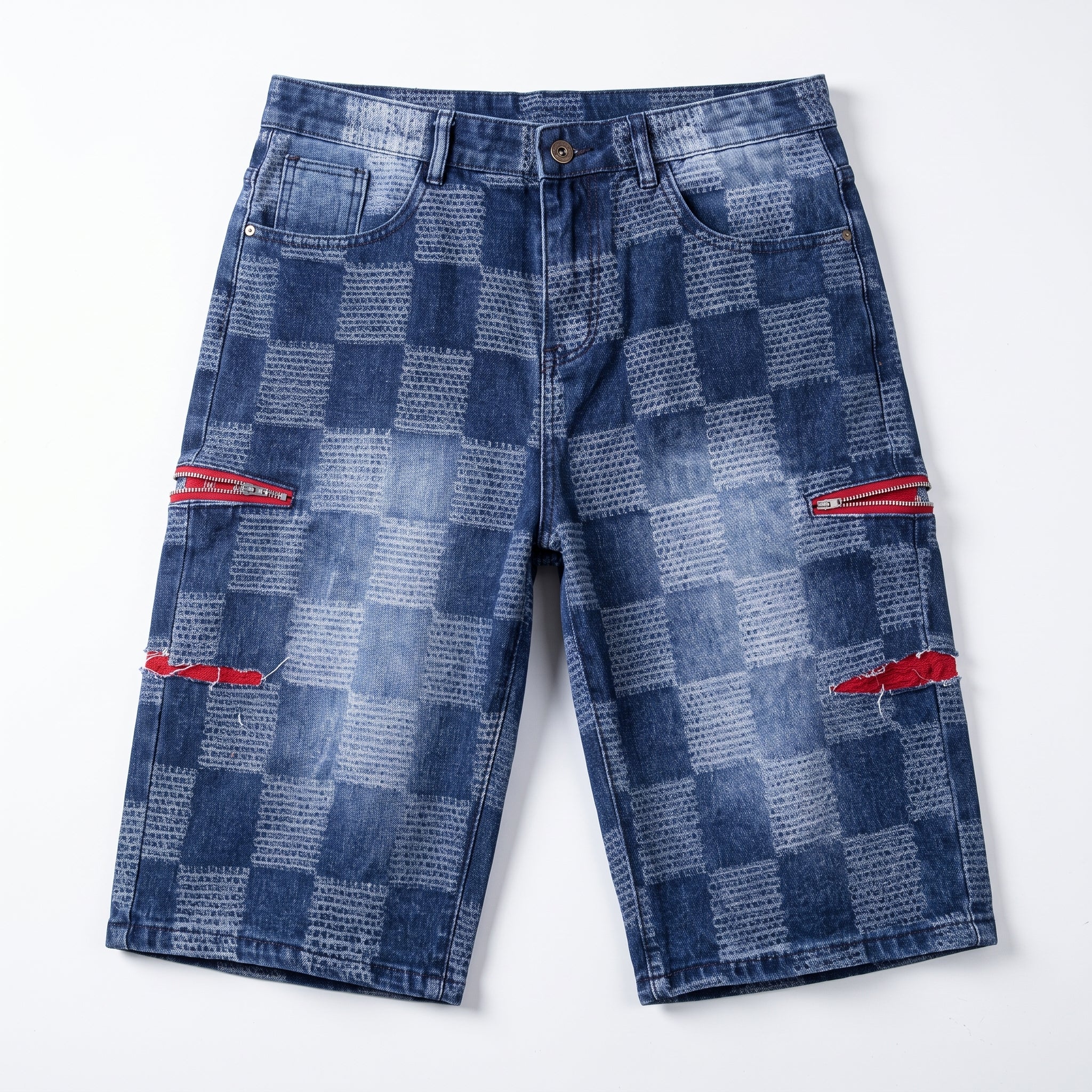 Bermuda denim motivo scacchi