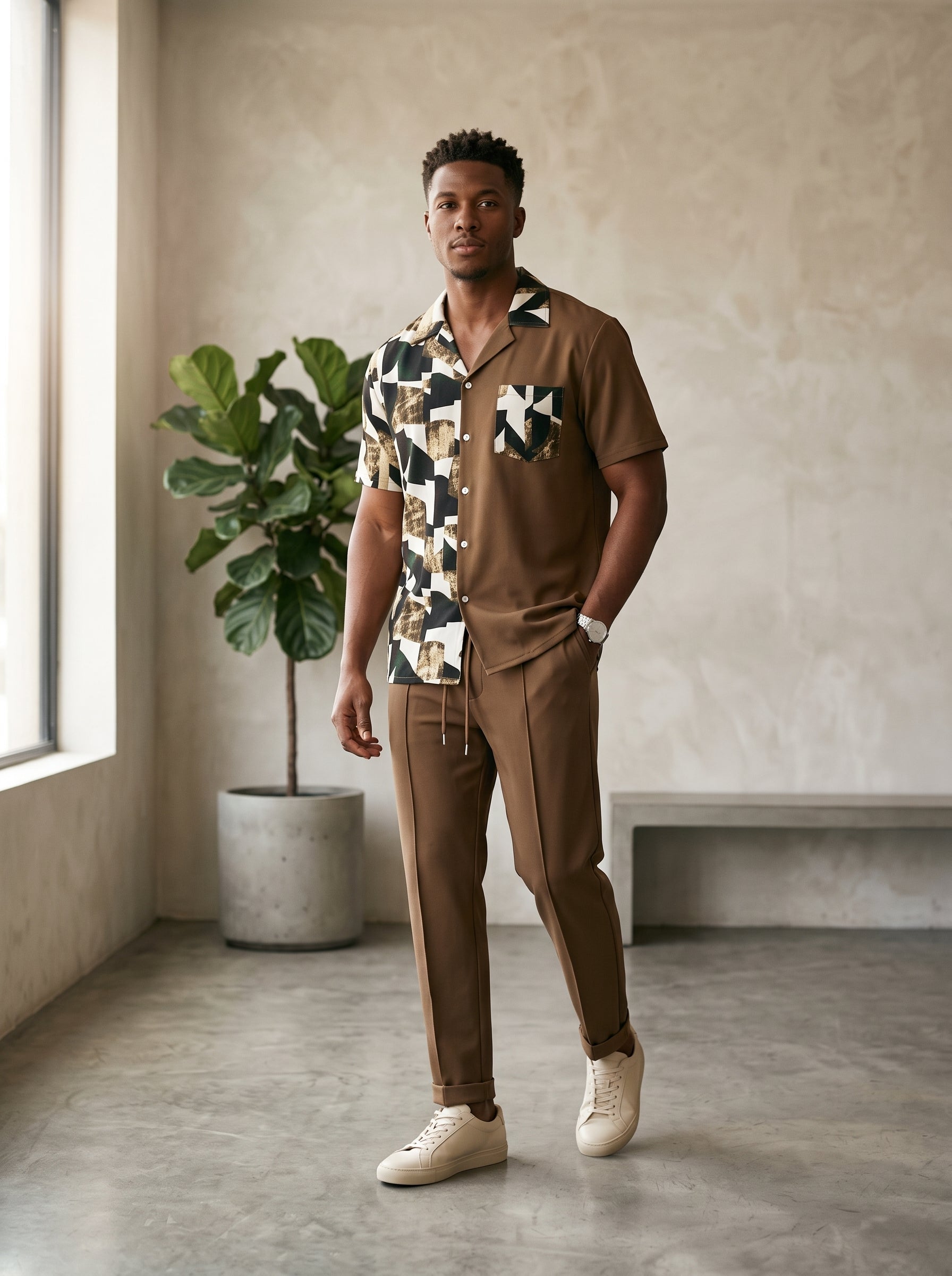 Completo camicia e pantalone fantasia geometrica