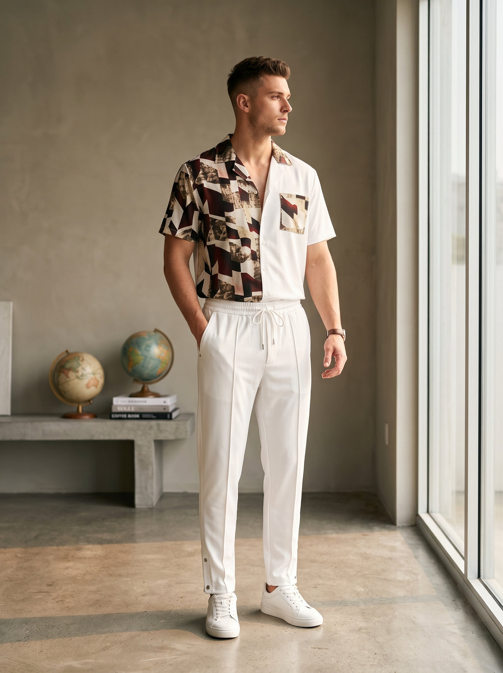 Completo camicia e pantalone fantasia geometrica