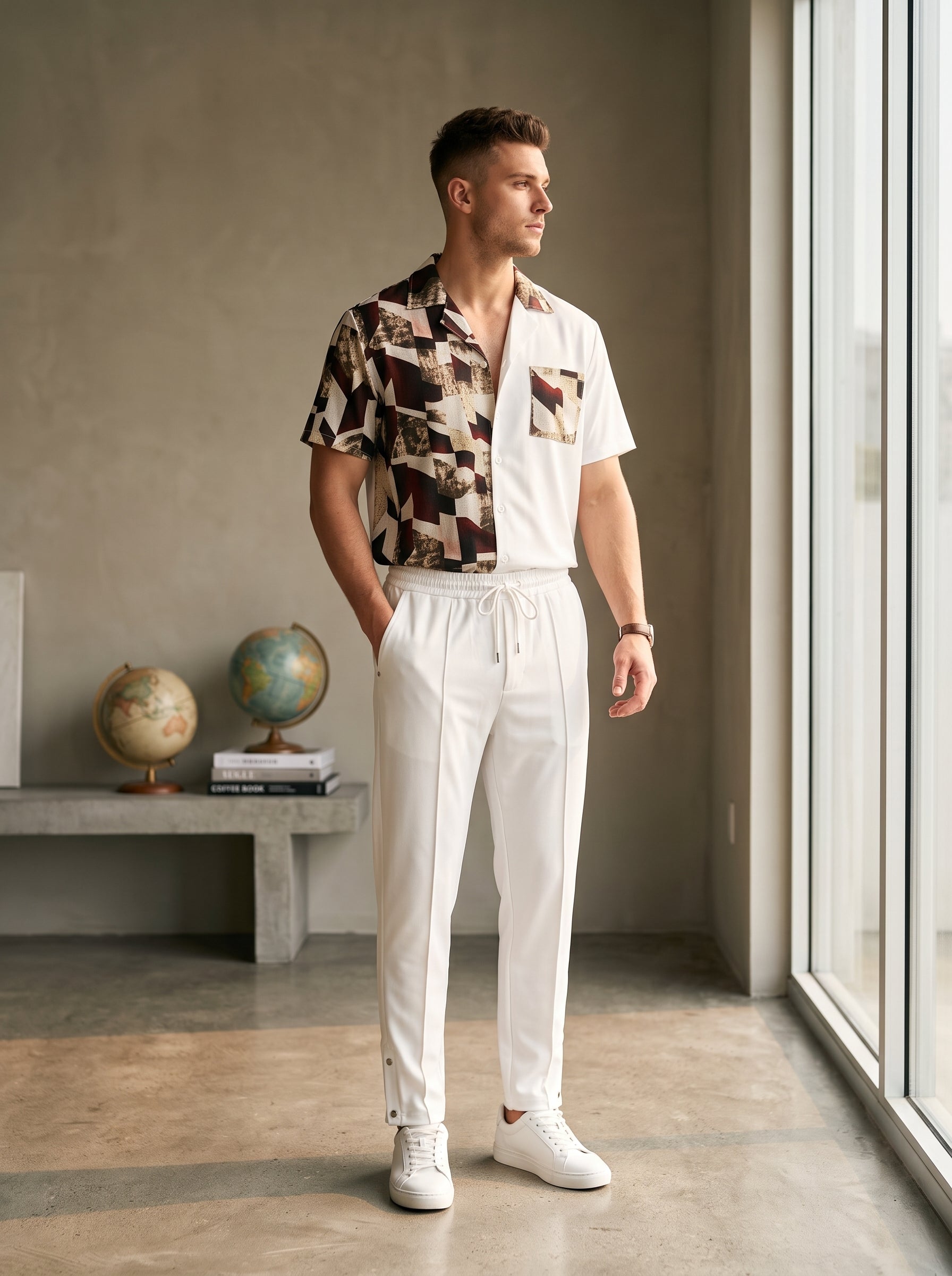 Completo camicia e pantalone fantasia geometrica