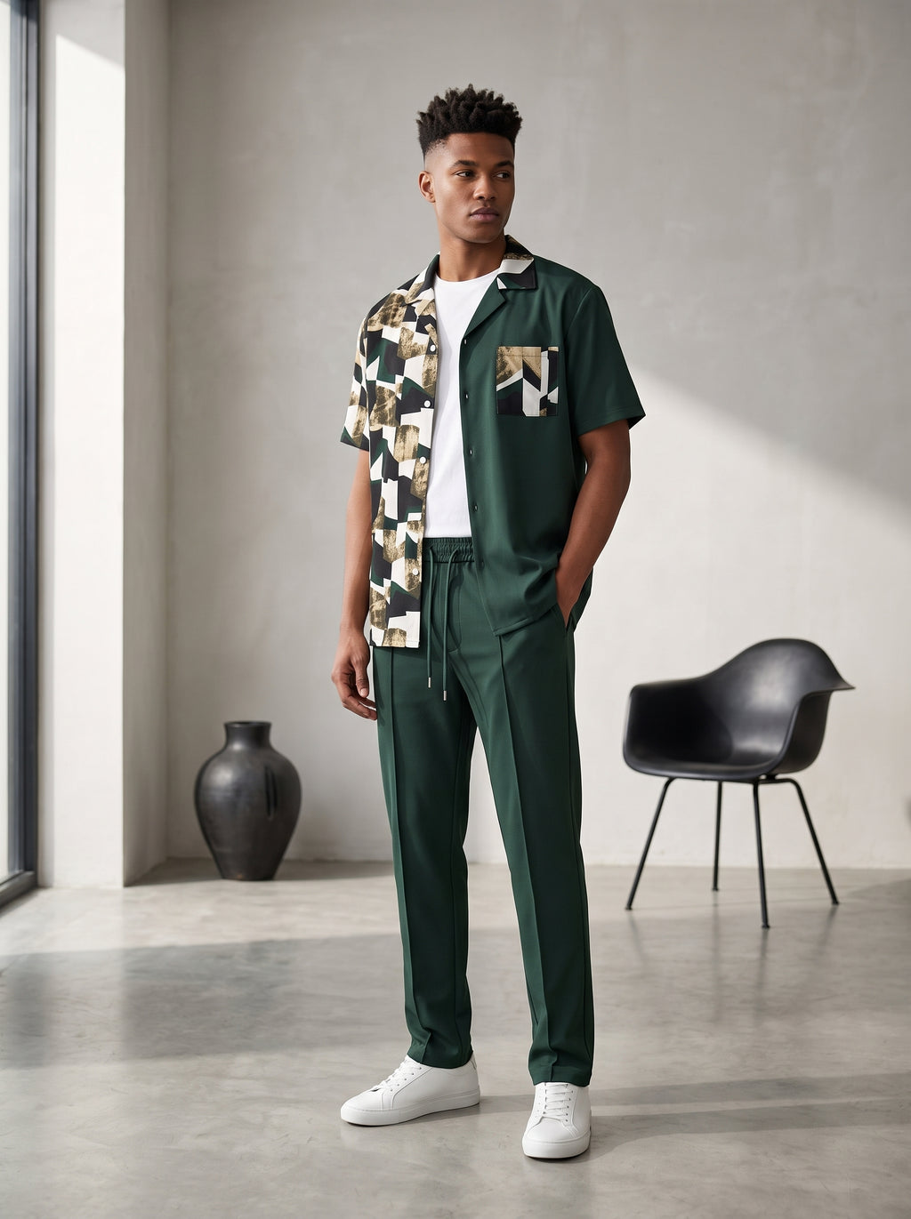 Completo camicia e pantalone fantasia geometrica
